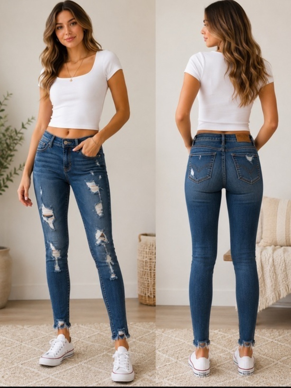 Hollister Super Skinny Distressed Dark Wash Jeans Size 0 W24